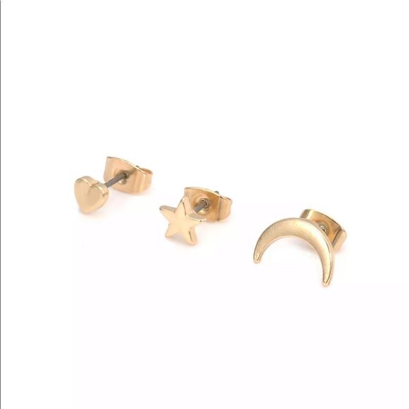 {GRAHAM} boho star heart crescent moon earring set - Picture 4 of 7